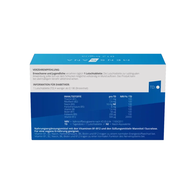 MensSana B12 lingua (90 Lutschtabletten) | Hinten